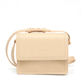 Cara bag, borsa da donna a tracolla in pelle martellata beige, prodotta da Pianigiani Bags.